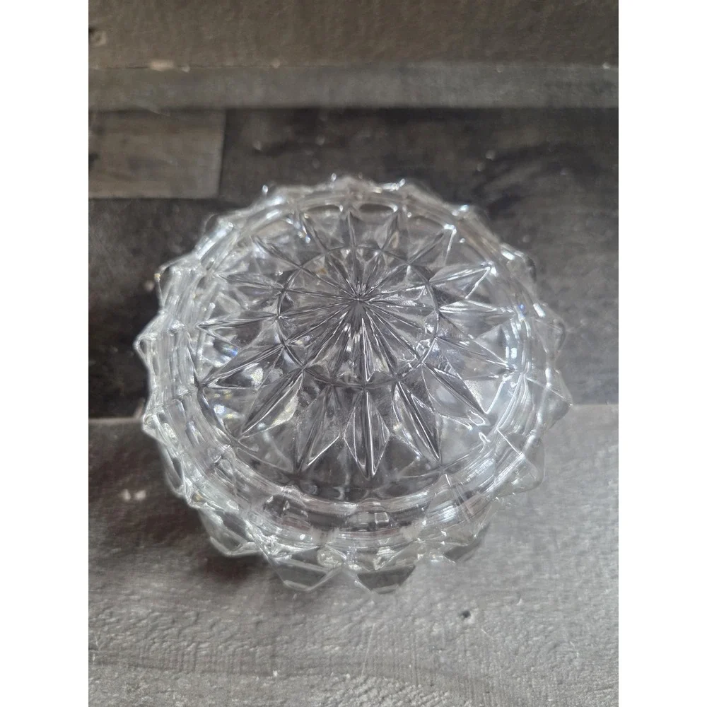 Diamond Powder Dish Crystal Depression Glass Jeannette Windsor Art Decor 4